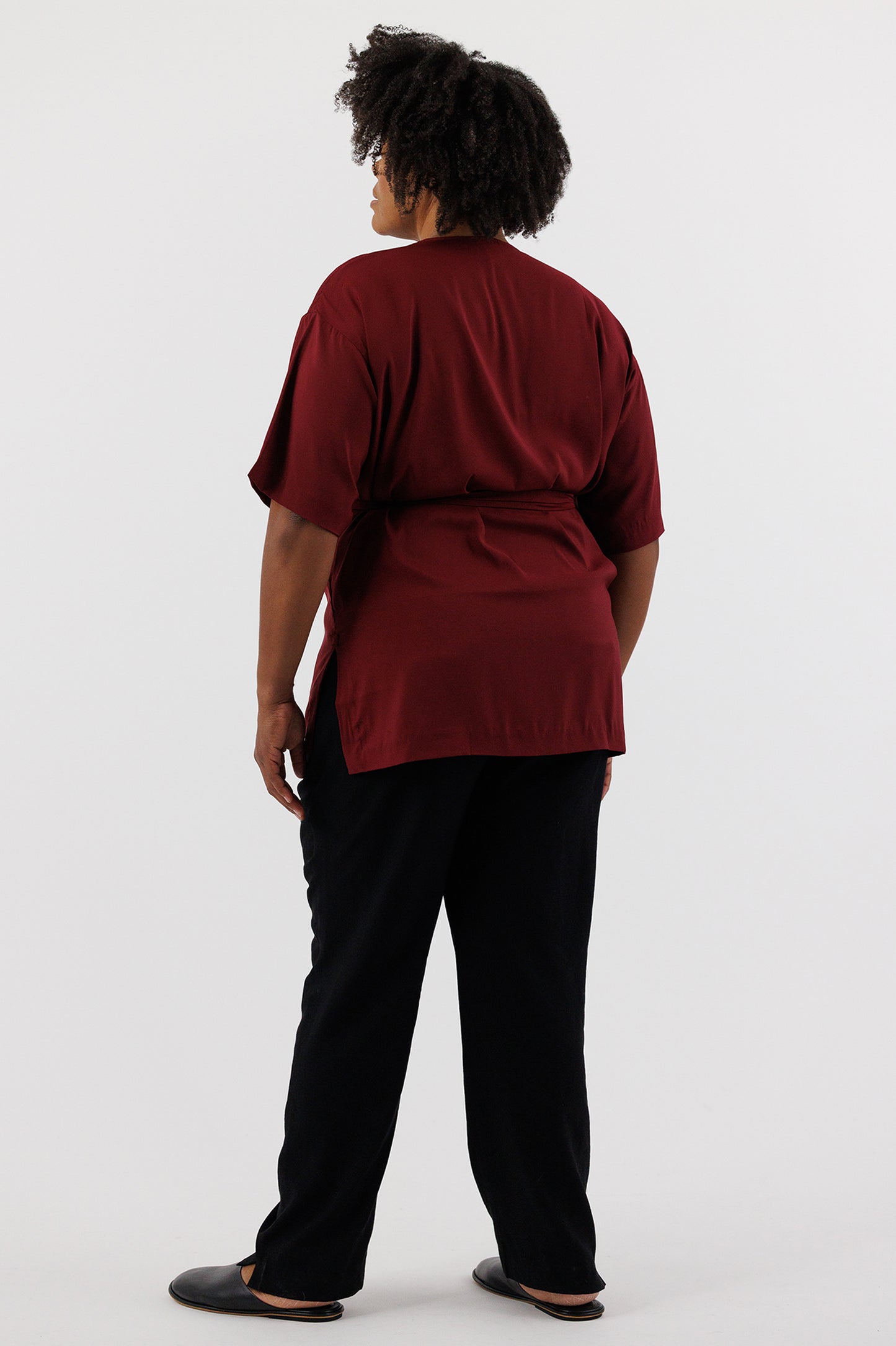 T SHIRT WITH TIE PLUM