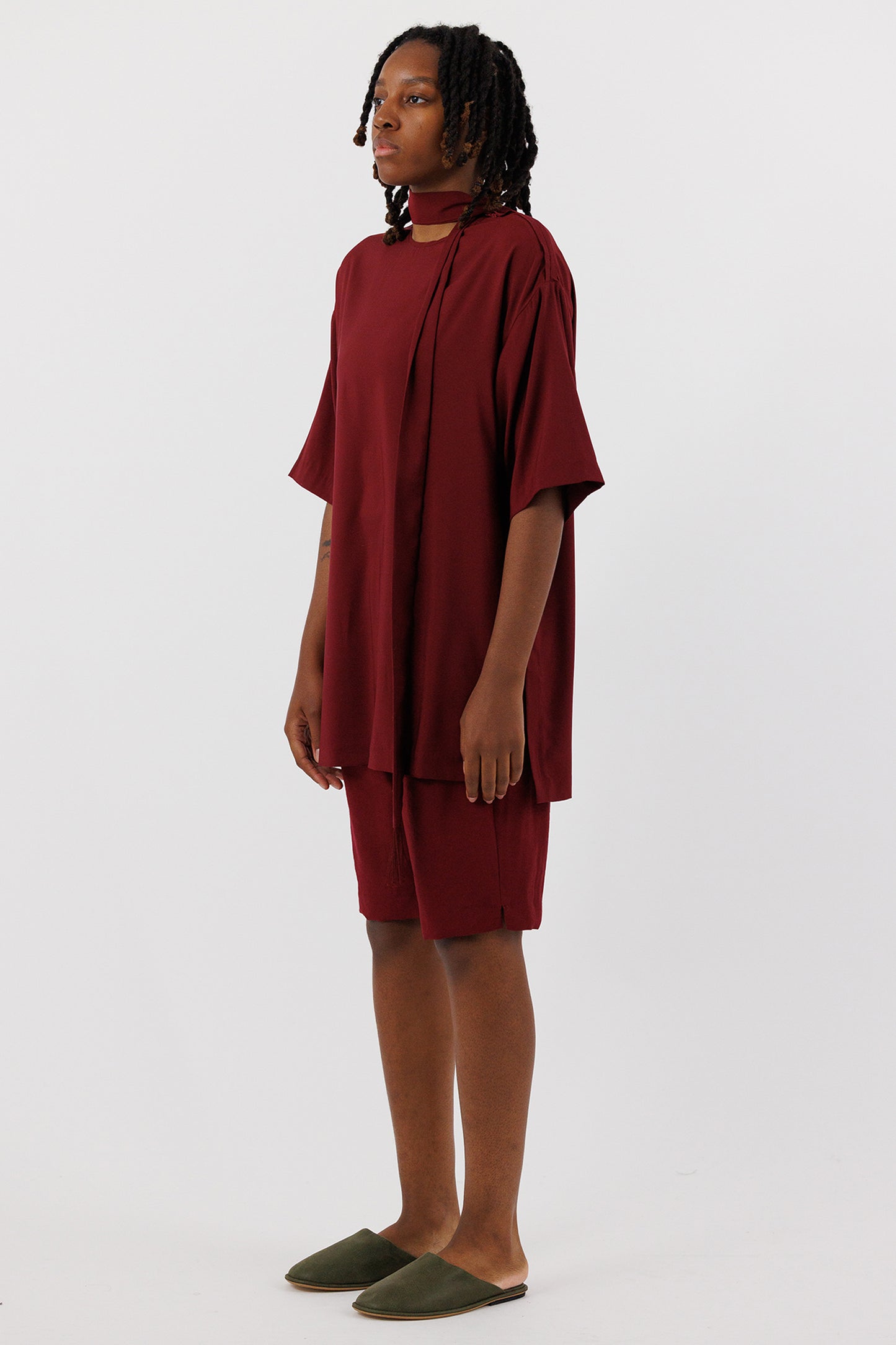 T SHIRT WITH TIE PLUM