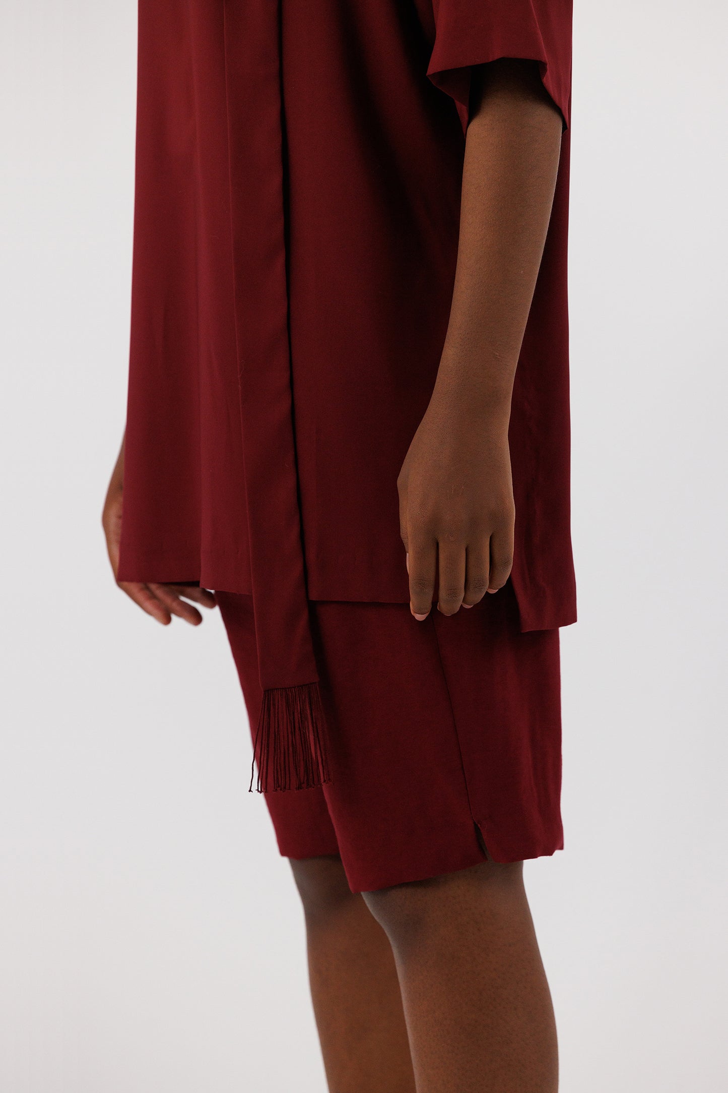 T SHIRT WITH TIE PLUM