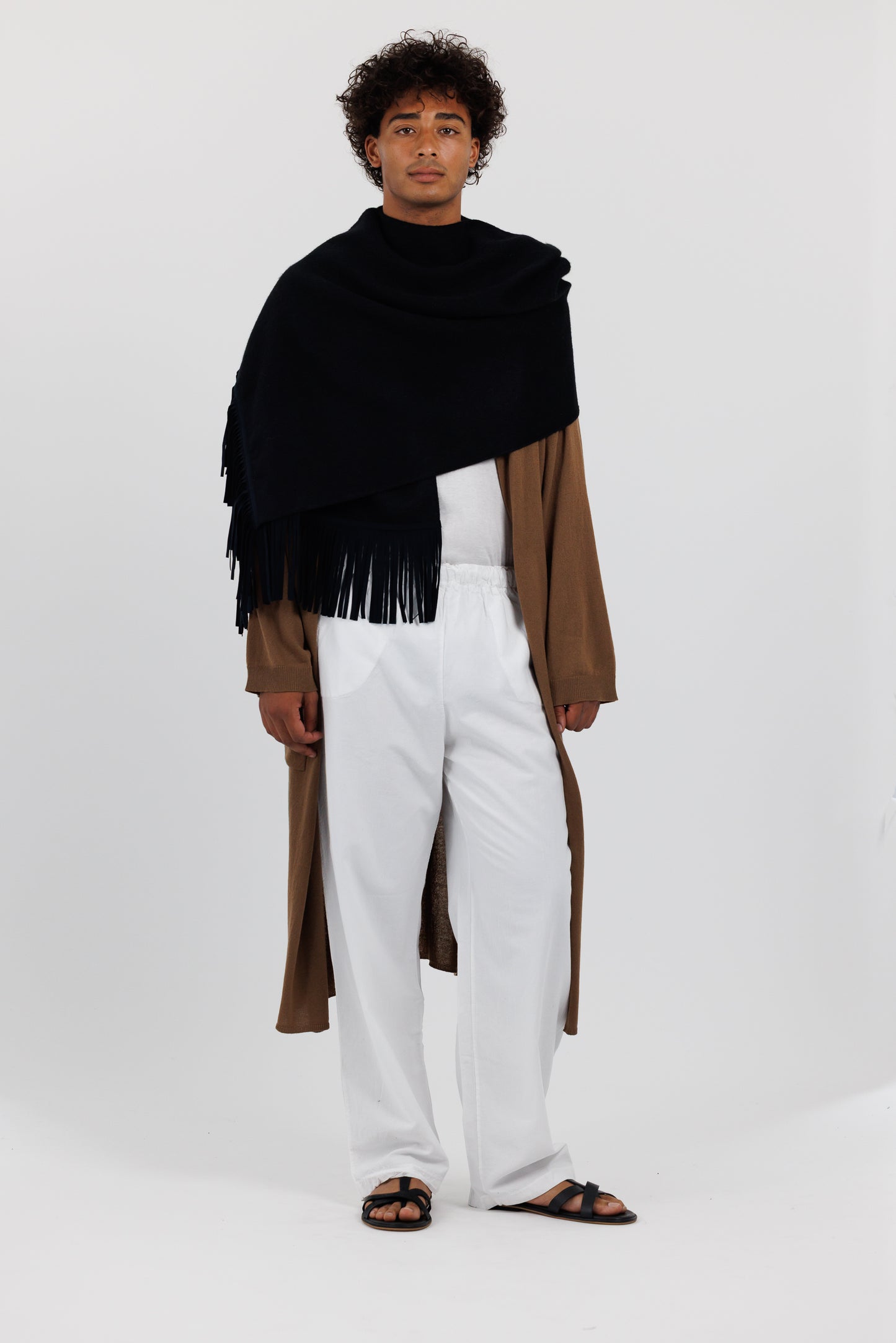 FRINGED SHAWL w SUEDE