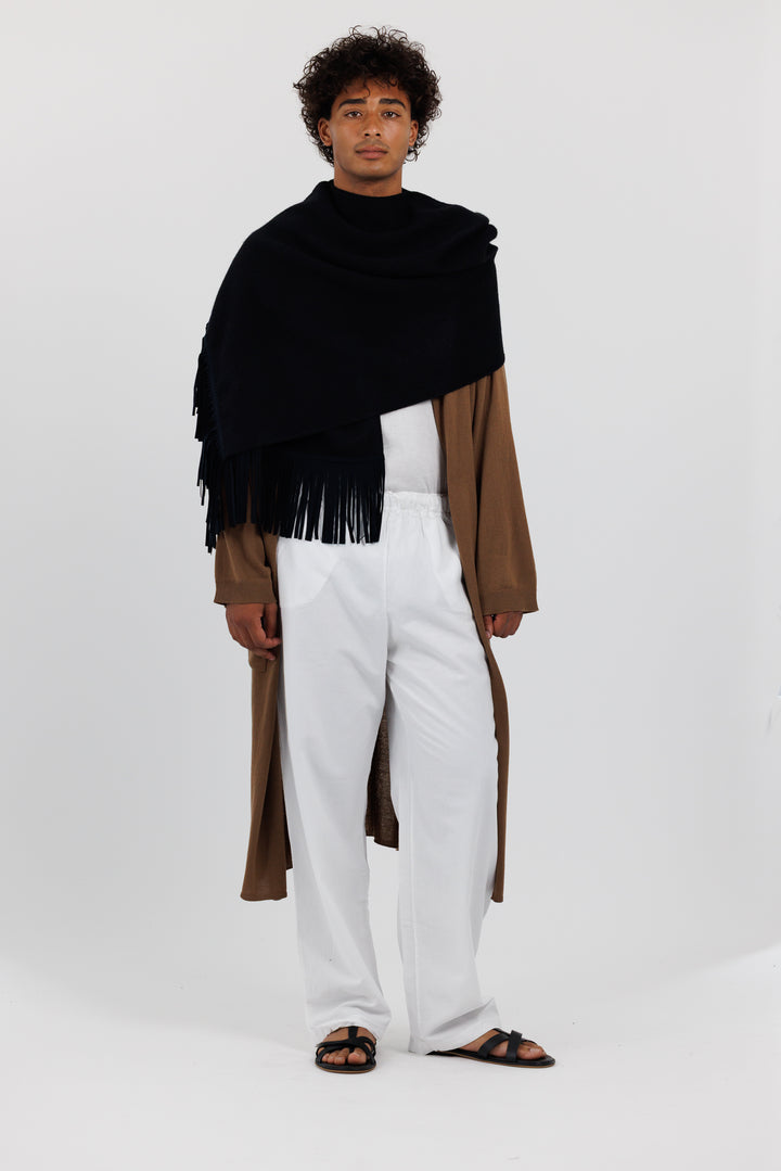 FRINGED SHAWL w SUEDE