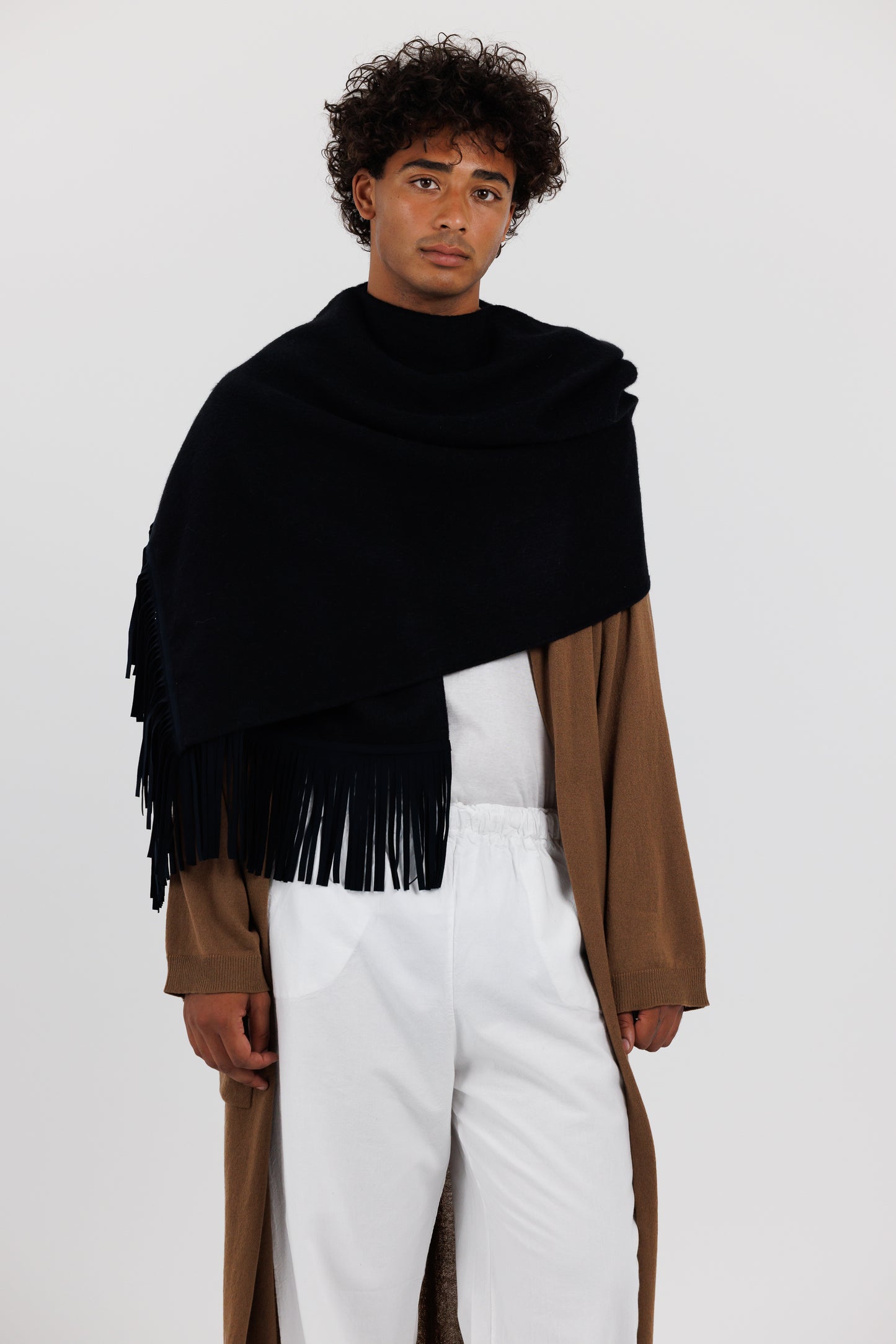FRINGED SHAWL w SUEDE