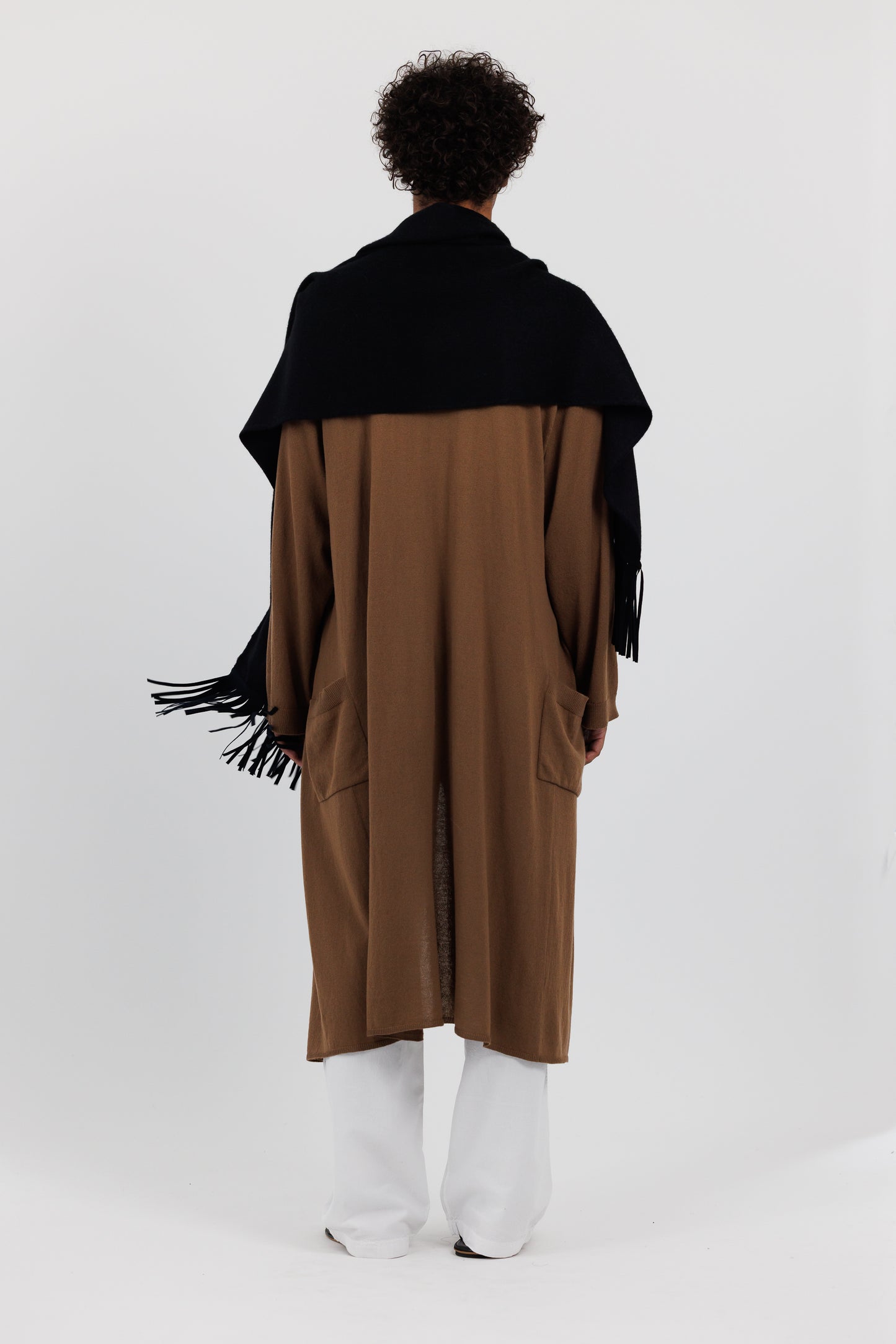 FRINGED SHAWL w SUEDE