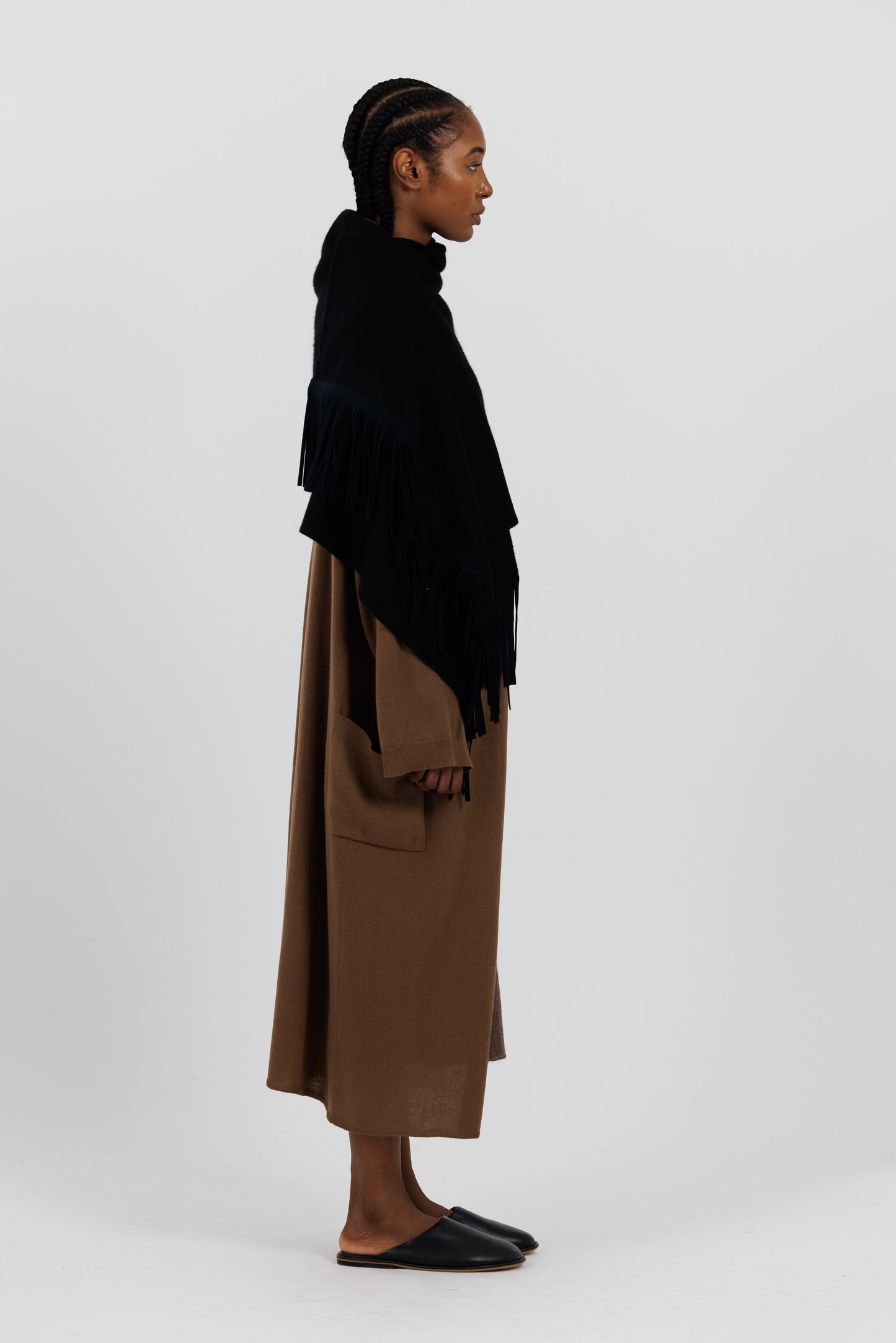 FRINGED SHAWL w SUEDE